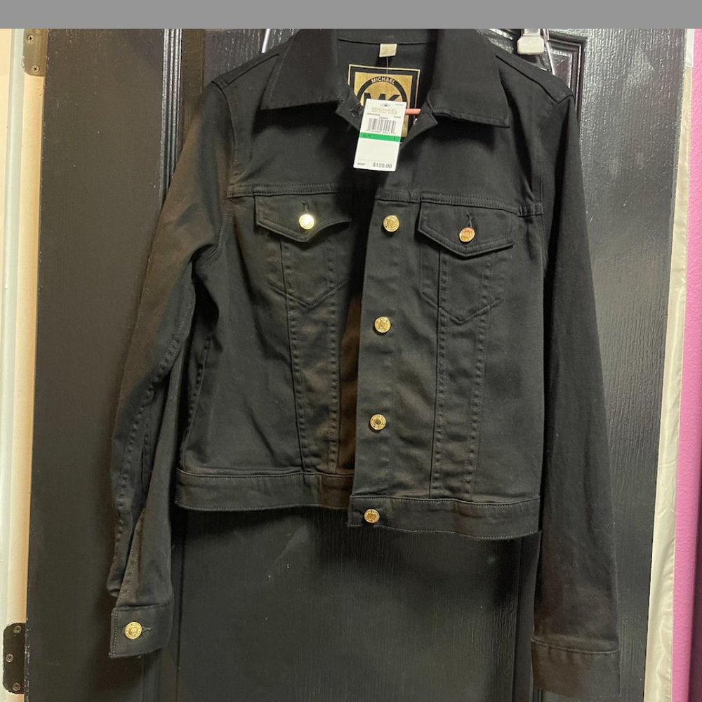 MK by Michael Kors Black Jean Jacket Large